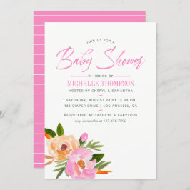 Invitación Flores silvestres color agua rosa Baby Shower