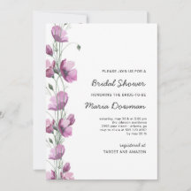 Flores silvestres color morado Bridal Shower Invi