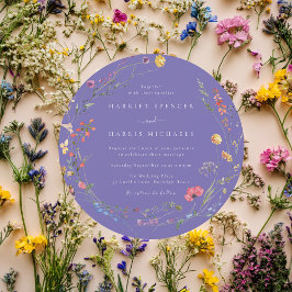Invitación Flores silvestres coloridas Boda de círculo violet