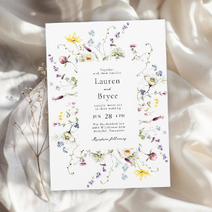 Invitación Flores Silvestres Coloridas Botánica Romántica Bod