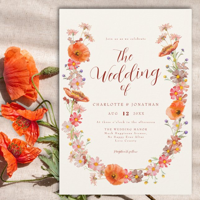 Invitación Flores silvestres coloridas casadas (Boho wildflower wedding invitation )