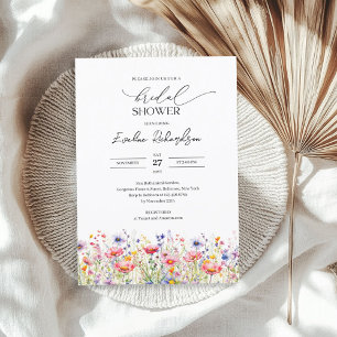 Invitación Flores silvestres coloridas de color de agua vibra