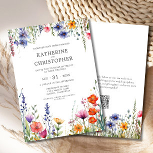 Invitación Flores silvestres coloridas Elegante boda