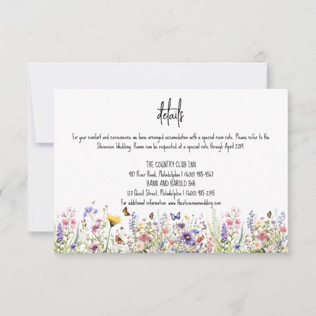Invitación Flores silvestres coloridos detalles Bodas (Anverso)