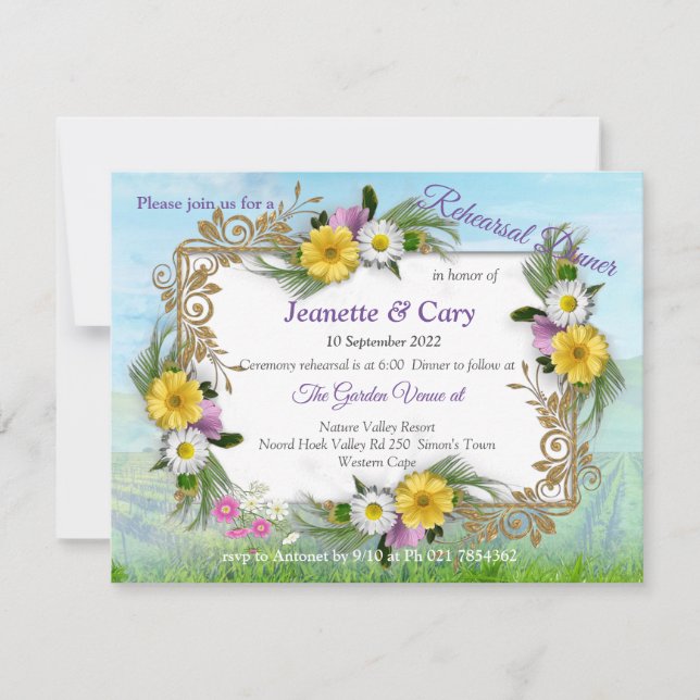Invitación Flores silvestres contra el cielo azul (Anverso)