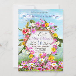 Invitación Flores silvestres contra el cielo azul