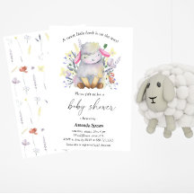 Invitación Flores Silvestres Corderito Adorable