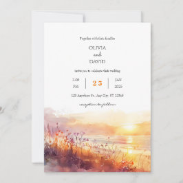 Invitación Flores silvestres costeras en la boda de Sunset Ar