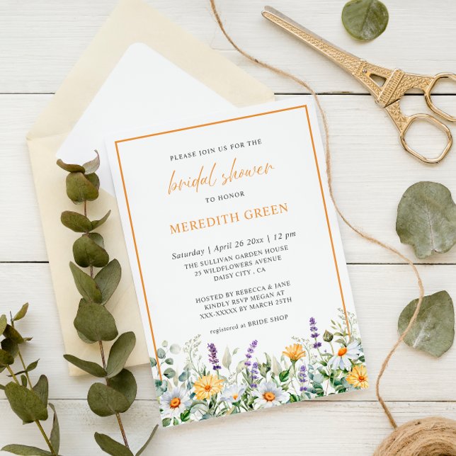 Invitación Flores silvestres Daisy Lavender Ducha Botánica de (Subido por el creador)