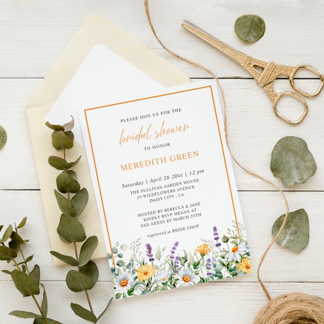 Invitación Flores silvestres Daisy Lavender Foto Ducha de nov (Subido por el creador)