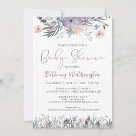 Invitación Flores silvestres de agua Violet Baby Shower