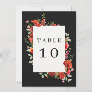 Invitación Flores silvestres de amapola Boda oscuro número de