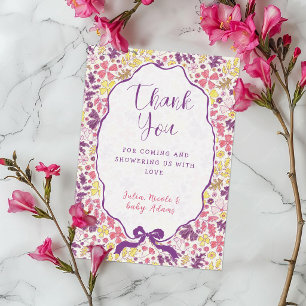 Invitación Flores Silvestres de Arco Rosa Púrpura Baño de Beb