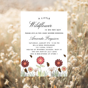 Invitación Flores silvestres de Baby Shower mariposas lujo re