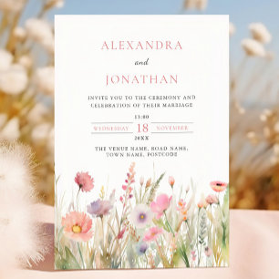 Invitación Flores Silvestres de Boda en el Prado Romántico