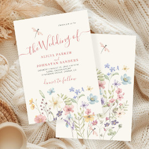 Invitación Flores silvestres de Boho acuarela floral boda en 