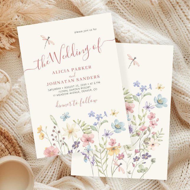 Invitación Flores silvestres de Boho acuarela floral boda en  (Subido por el creador)