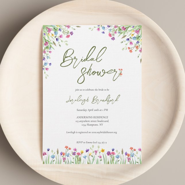 Invitación Flores silvestres de Boho moderno guión de la duch (Subido por el creador)