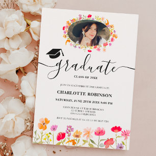 Invitación Flores silvestres de Boho primavera de graduación