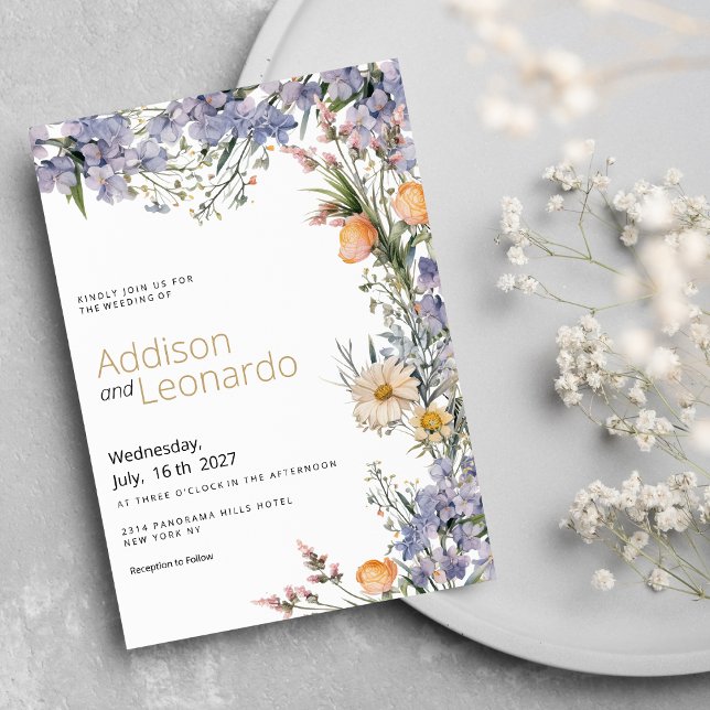 Invitación Flores silvestres de campo Boda rústico (Country wildflower flowers rustic Wedding)
