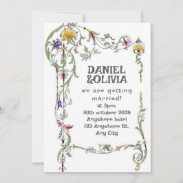 Invitación Flores silvestres de campo rústico Boda de flores 