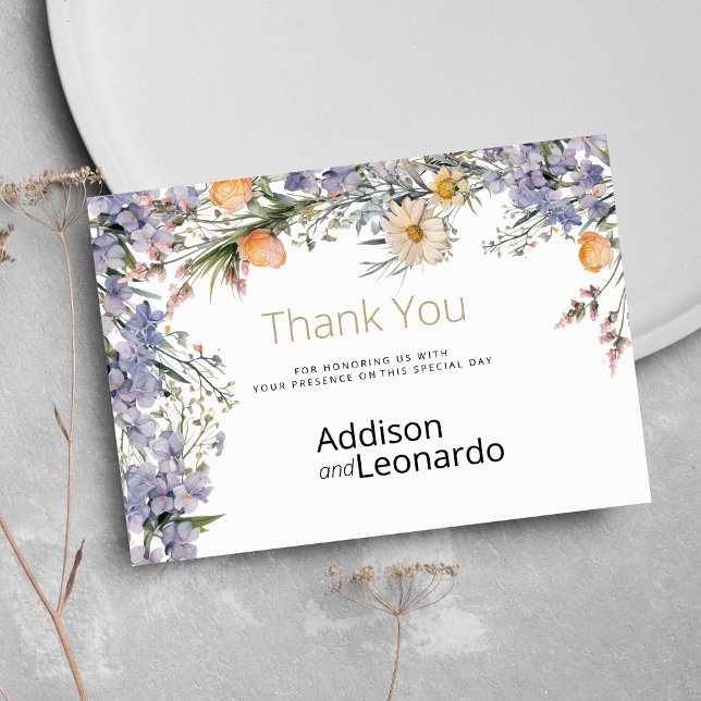Invitación Flores silvestres de campo rústico Gracias (Country wildflower flowers rustic Thank You )