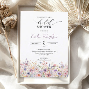 Invitación Flores silvestres de color acuático de moda Ducha