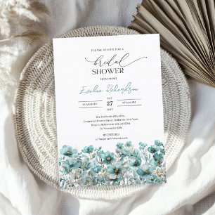 Invitación Flores silvestres de color azul polvoriento