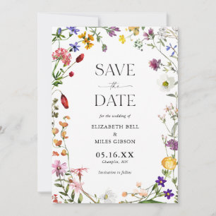 Invitación Flores silvestres de color Boho Wedding Save the D