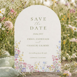 Invitación Flores silvestres de color verde salvia para boda 