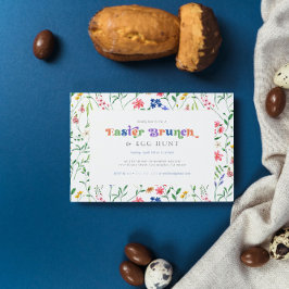 Invitación Flores silvestres de colores Brunch de Pascua y ca