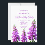 Invitación Flores silvestres de cumpleaños color rosa morado<br><div class="desc">Una invitación para un fiesta de verano. Grandes zorros rosados y morados en un prado de verano sobre un fondo blanco. Perfecto para una invitación de cumpleaños número 50 (o cualquier edad) - interior o exterior en un jardín, patio trasero como fiesta de té. Personalice y agregue un nombre y...</div>
