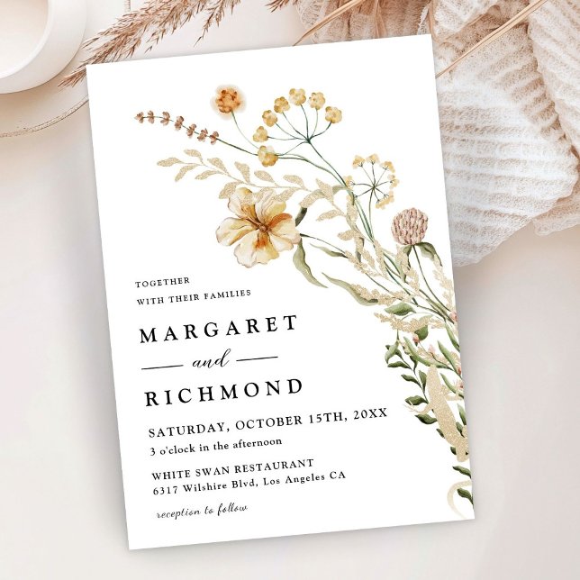 Invitación Flores silvestres de época Boda floral elegante (Subido por el creador)