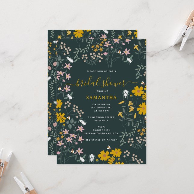 Invitación Flores silvestres de flores bucales de mostaza Duc (Anverso/Reverso In Situ)