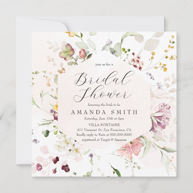Invitación Flores silvestres de flores de jardín Rubor ducha  (Anverso)