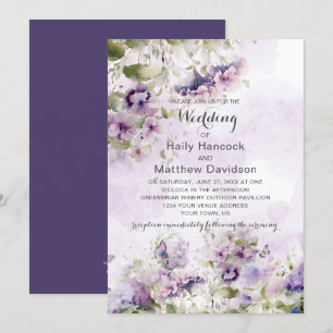 Invitación Flores silvestres de flores moradas de Boho Rustic