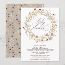 Flores silvestres de flores secas otoño en Baby Sh