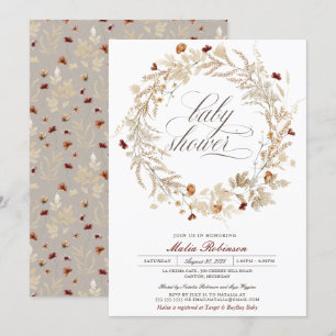 Invitación Flores silvestres de flores secas otoño en Baby Sh