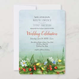 Invitación Flores silvestres de fresa silvestres boda rústico