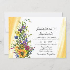 Invitación Flores silvestres de girasol coloridas Boda cristi