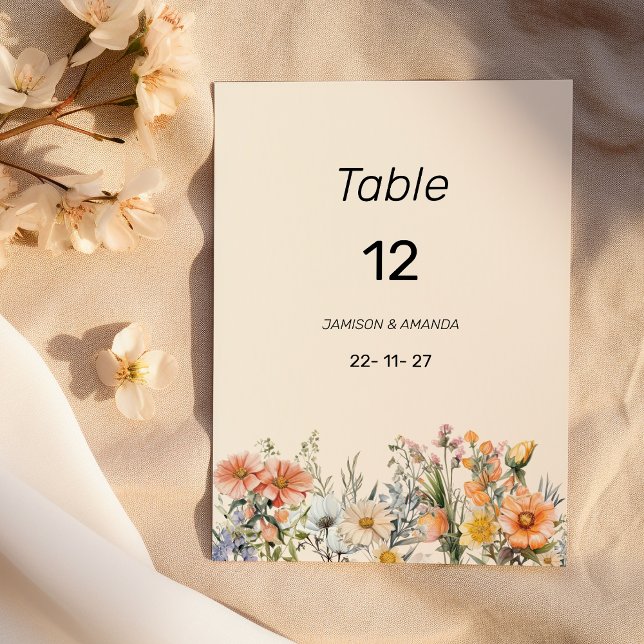 Invitación Flores silvestres de jardín botánico floral Número (Botanical garden wildflowers floral Table Numbers)