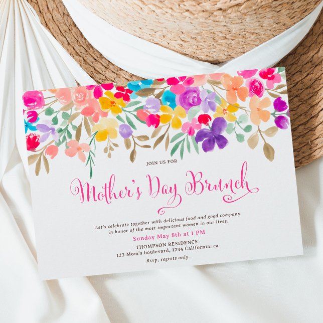 Invitación Flores silvestres de jardín pintadas brunch de la  (Subido por el creador)