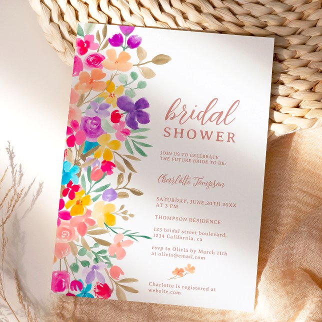 Invitación Flores silvestres de jardín pintadas pradera de la (Subido por el creador)