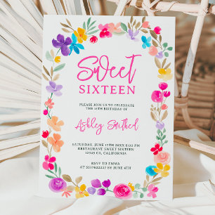 Invitación Flores silvestres de jardín pintadas pradera Sweet