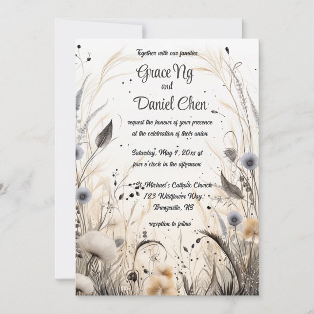 Invitación Flores silvestres de la brisa otoñal editable (Anverso)