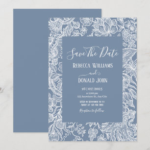Invitación Flores silvestres de la línea azul turbia Chinoise
