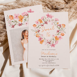 Invitación Flores silvestres de la pradera Boho foto Sweet 16