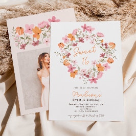 Invitación Flores silvestres de la pradera Boho foto Sweet 16