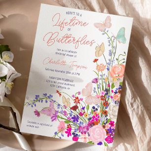 Invitación Flores silvestres de la primavera de Boho mariposa
