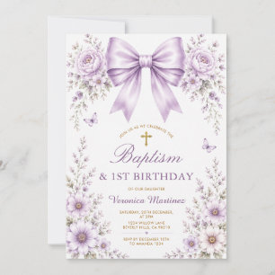 Invitación Flores silvestres de lavanda Arco Bautizo y Primer